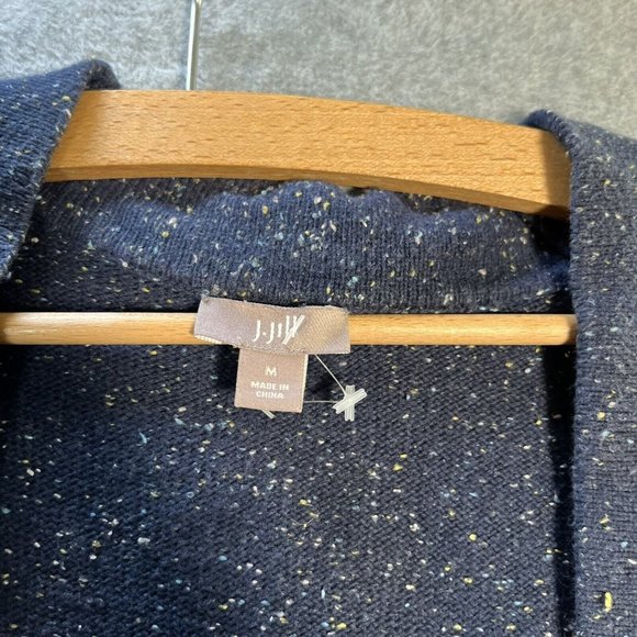 J Jill Cardigan Womens Medium Blue Speckled Duster One Button Botanical Boho - Picture 6 of 10